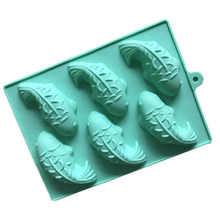

J032 6 cavity koi fish shaped silicone soap mold silicone cake mold, Random