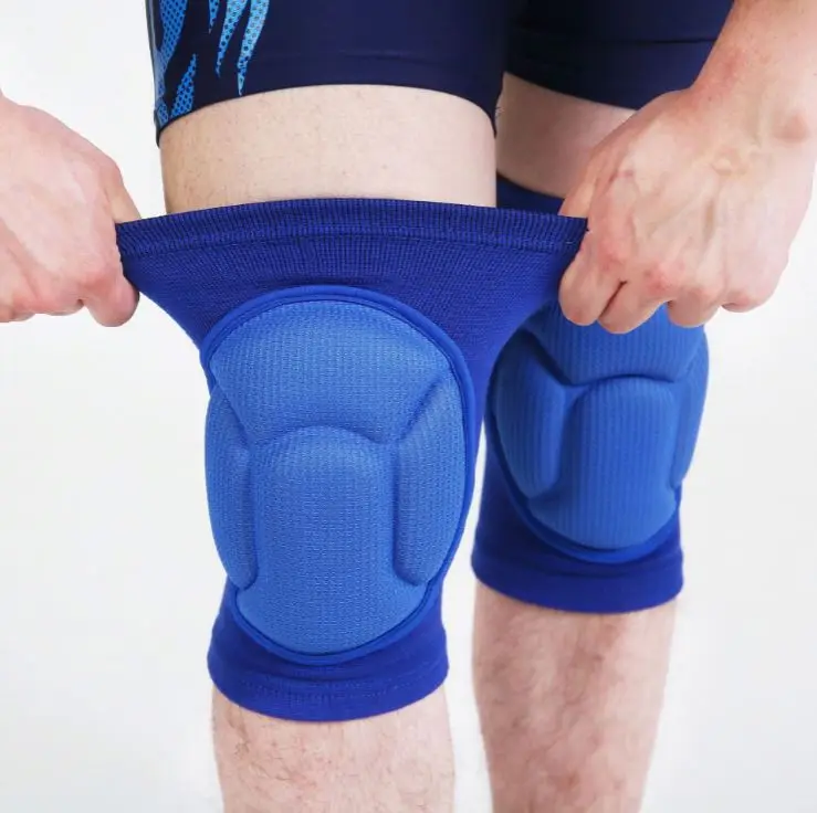

Unisex Thicken Sponge Padding Breathable Elastic Knee Pads Knees Brace Support Knee Protector for Football, Blue, black