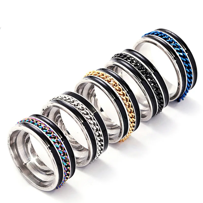 

8MM Rotating Fidget Rings for Anxiety Stainless Steel Spinner Ring For Women Men, Picture shows