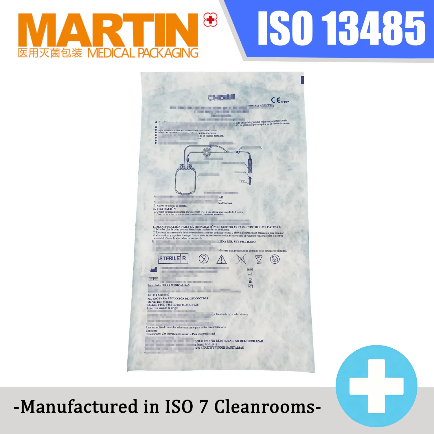 Heat Seal Flat Tyvek Sterilization Pouch, ETO Sterile Medical Flat Bag for Leukocyte Reduction Blood Filter