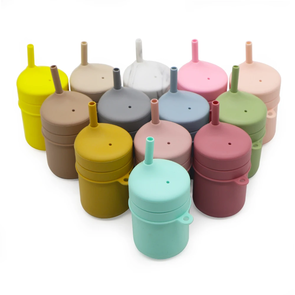 

BPA Free Spill Proof Sippy Cups With Lid Drinking Baby Silicone Straw Cup, Multi-colors