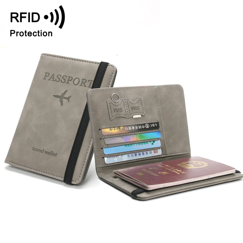 

Wholesale Custom PU Leather Passport Cover Best Seller Travel Wallet with Card Case Ticket Slot RFID Blocking Passport Holder