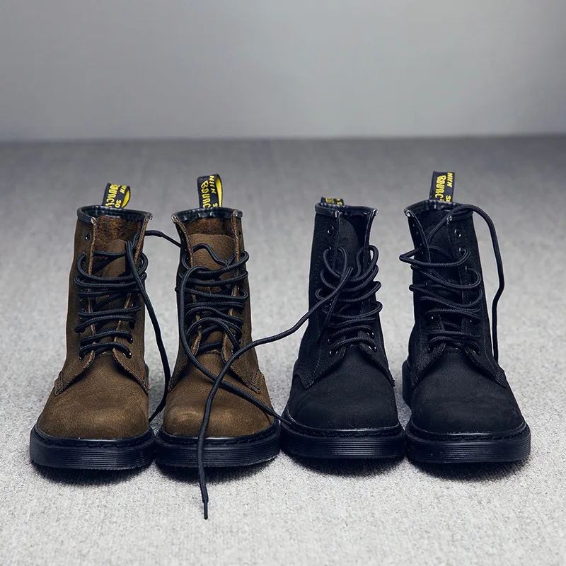 

Autumn/Winter Marten Boot lady's leather low heel ankle boot workwear shoes couple's boot, Black,khaki