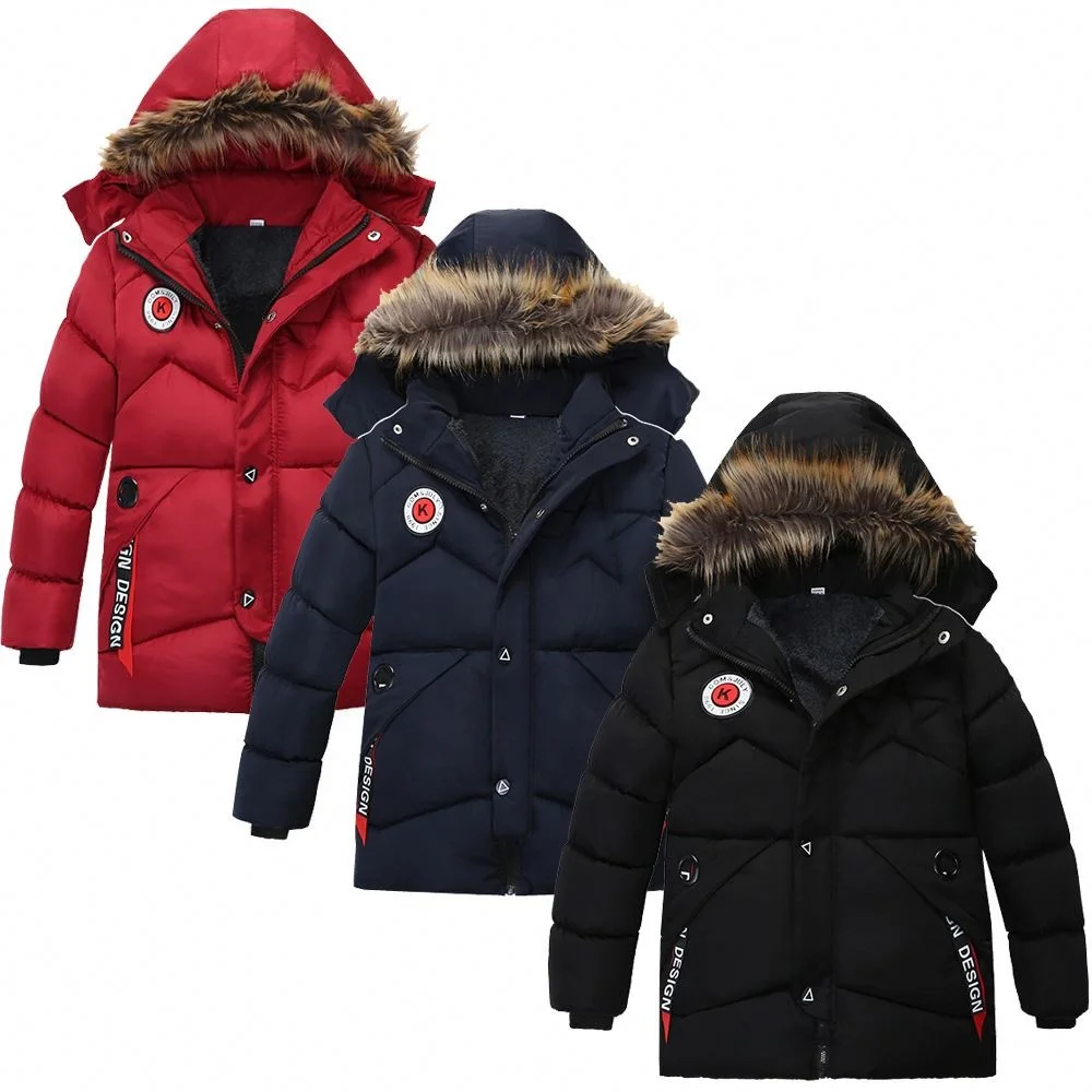 

2021Hao Baby Winter New Design Korean Style Children Boys Coat Fashion Thick Kids Boy Cotton Coat, Dark blue, black, red