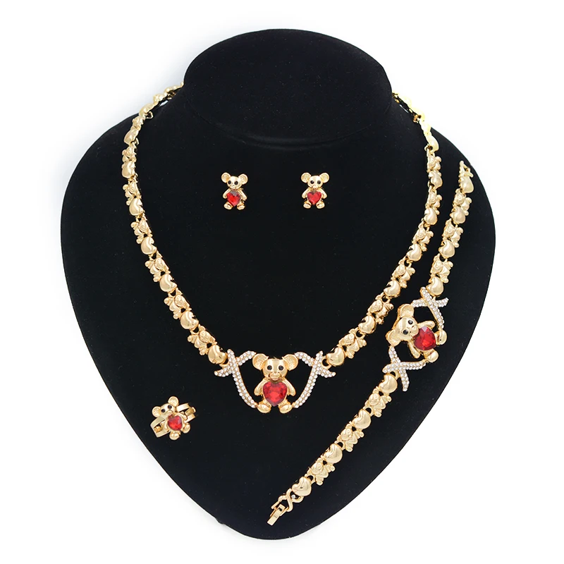 

Mix style 14k gold xoxo teddy bear set jewelry sets women