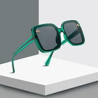 

2020 New Trends Fashion Bee Sunglasses Custom Logo Transparent Green Square Women Sun Glasses Lentes De Sol Mujer