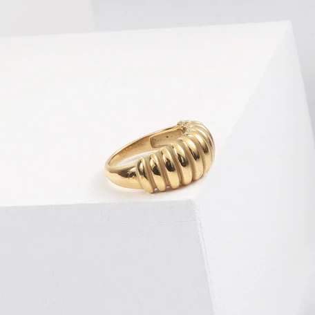 

Fashion Stainless Steel Jewelry 18K Gold Plated Praiseworthy Bread Popular Collocation Banana Ring