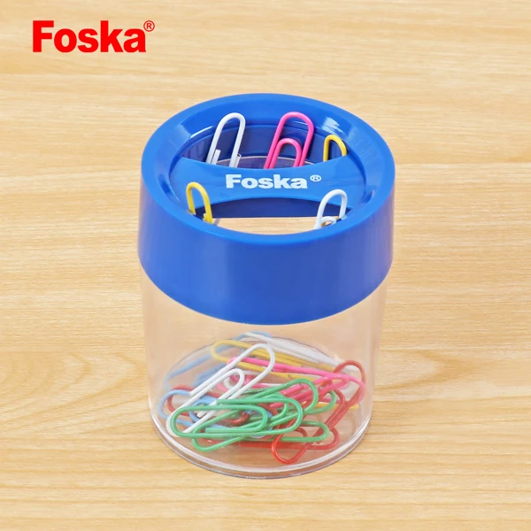 
Wholesale plastic round shape magnetic paper clip box 