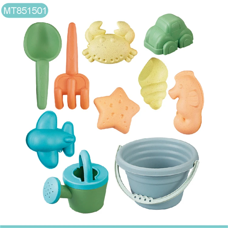 Ecofriendly Plastic Recycled Wheat Straw Bucket And Spade Sand Toy Set