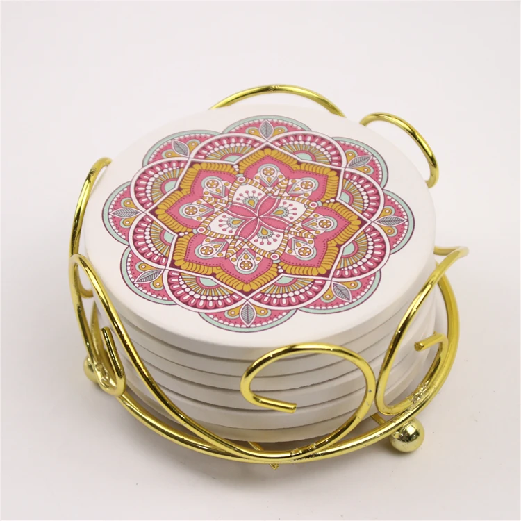 
2020 Custom Home Decoration Durable Water Absorbent Cork Round Ceramic Cup Coasters 