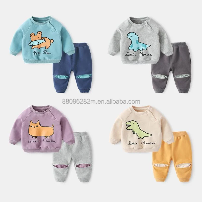 

Boy's suit baby jacket boy's pantsuit printed children's tracksuit girl's long sleeve suit