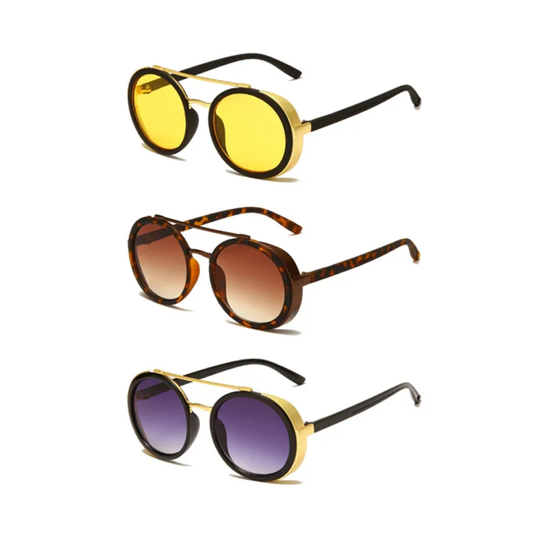 

WIIPU Men Round Fashion Vintage Sunglass Wind Proof Steampunk OEM Eyewear Wholesale Vendor Oval Retro Sunglasses UV400