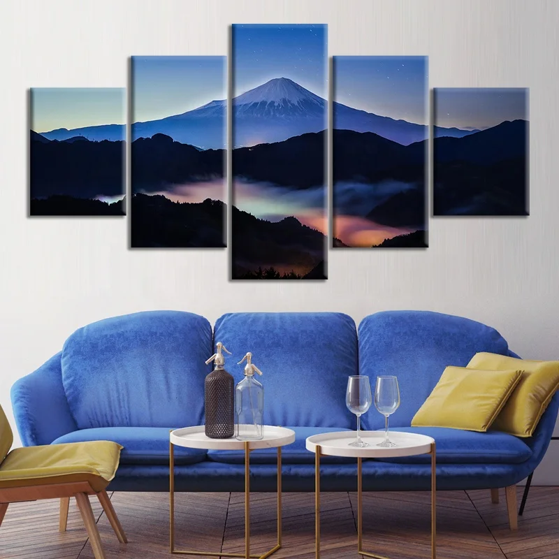 

HD Mount Fuji Landscape Japan Canvas Painting Wall Art Poster Colorful Cloud Blue Sky Scenery Wall Painting Girl Bedroom Decor, Multiple colours