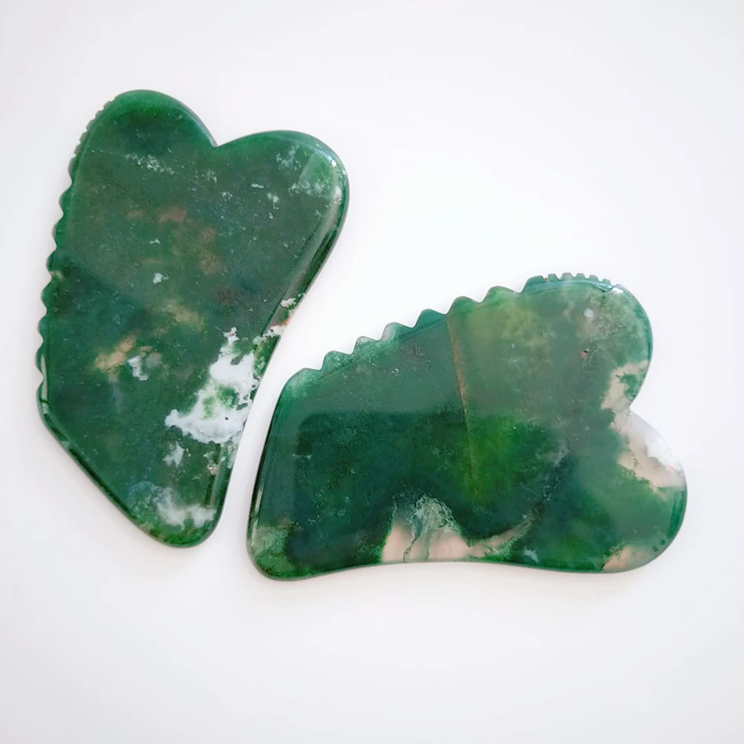 

Wholesale massager guasha tool moss agate natural guasha boards craping jade