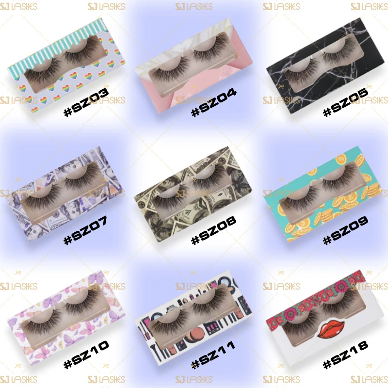 

100%real 3D mink lashes with customized logo Eyelash Packaging paper eyelash packaging, Natural black mink eyelash