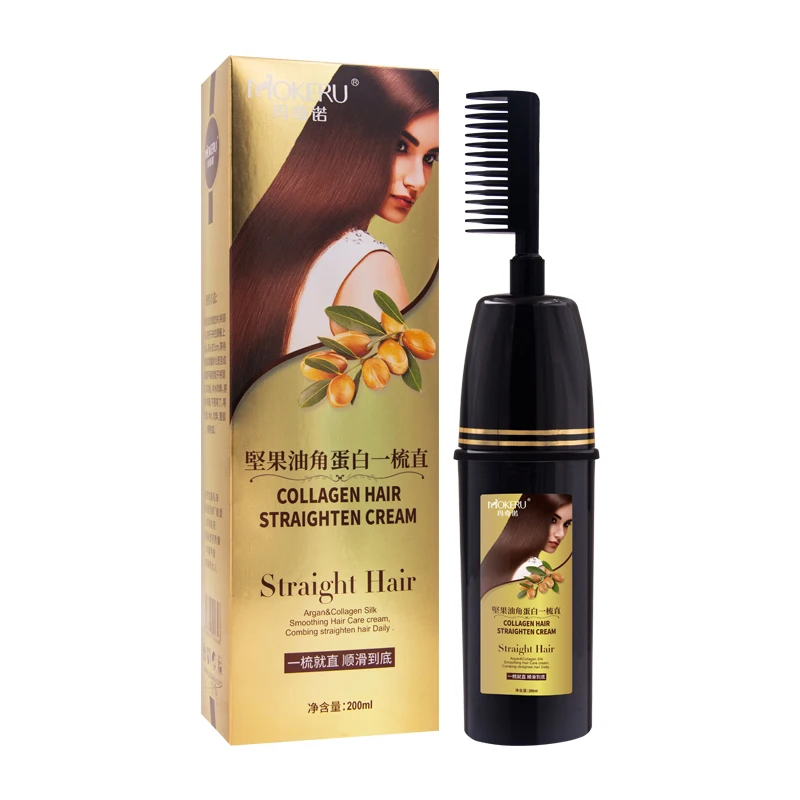 

Mokeru 200ml collagen hair straighten cream easy dye can smooth straight hair Shampoo with comb