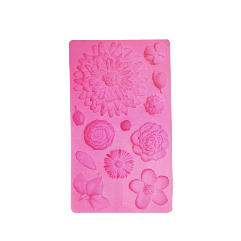

3D rose flower shape silicone mold fondant chrysanthemum cake decorating tools chocolate mold, Pink