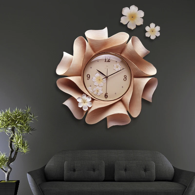 

Home Decorative Flower Clock Wholesale Luxury Wall Clock Resin Flower Wall Clock For Gift