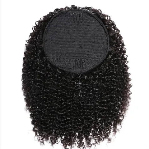 

Premier 8 To 26in Brazilian Remy Hair Natural Color Afro Puff Kinky Curly Human Hair Ponytail Drawstring