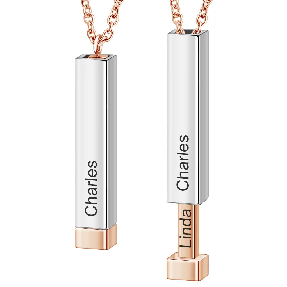 

Personalized retractable gold-plated necklace engraved logo name bar necklace