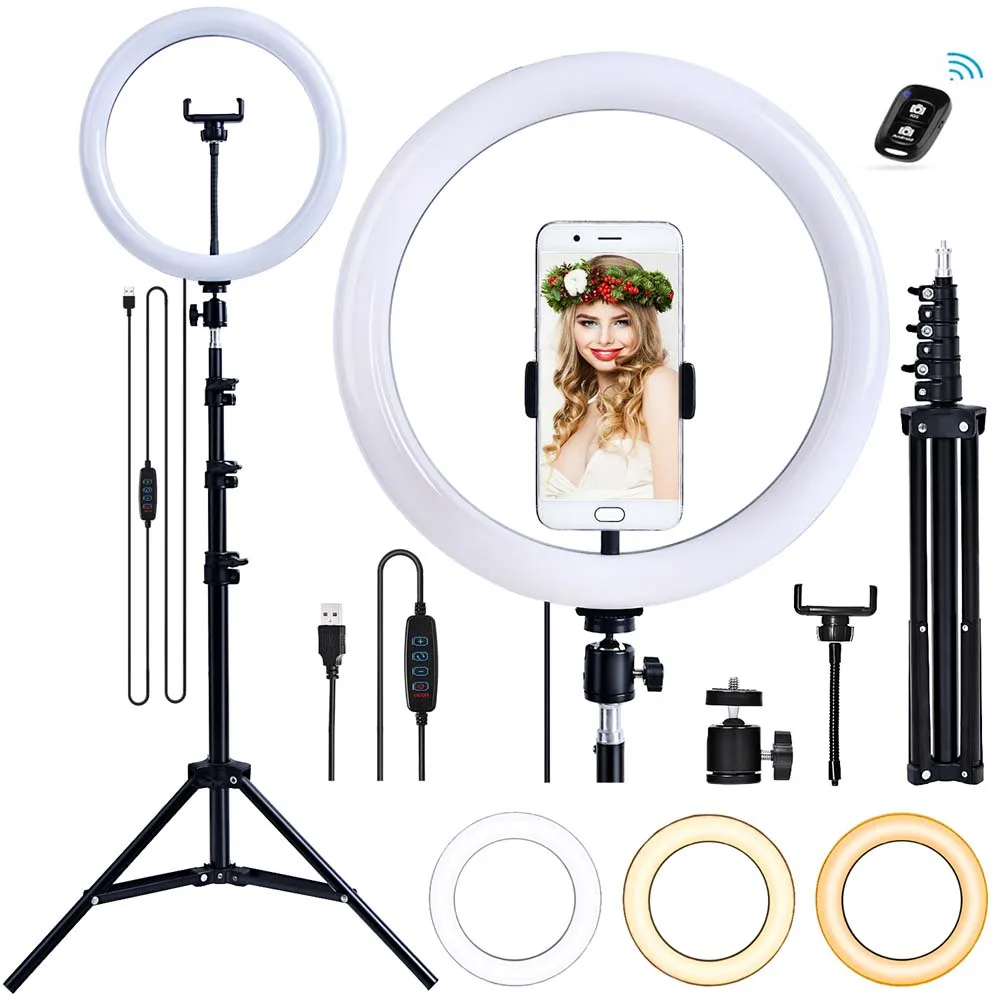 

selfie ring light with tripod stand 12 inch 30cm 240pcs leds 2700-5500K Light Tik tok video broadcast Makeup light ring