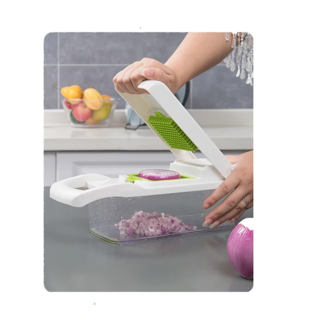 

Multifunctional Kitchen Accessories Vegetable Cutter 7Dicing Blades Mandoline Slicer Carrots Peeler Potato Cheese Grater Chopper, Green
