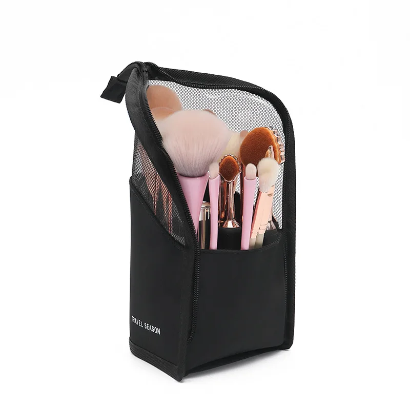 

Freestanding small makeup brush holder stand up brush case, Pink,black