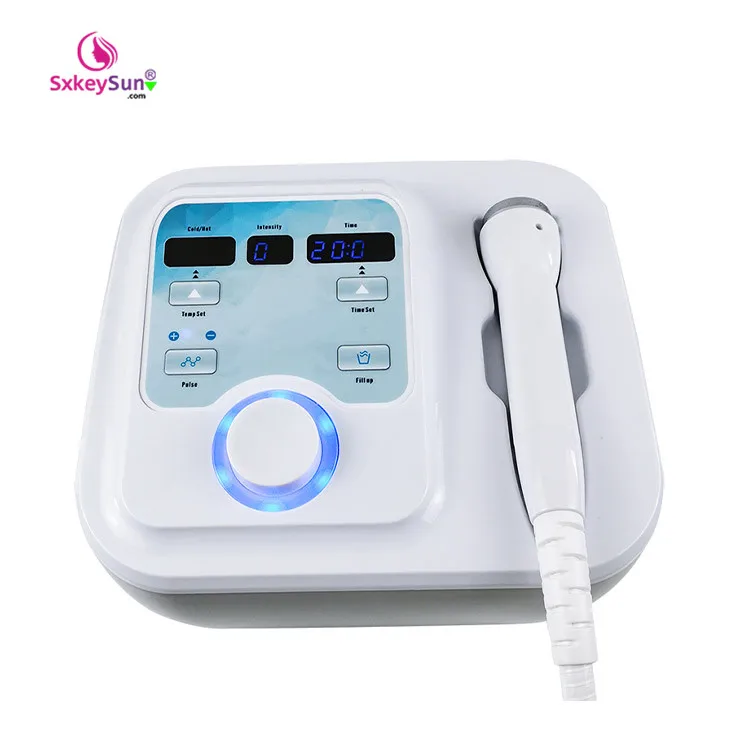 

Hot selling hot and cold hammer skin cooling facial machine with electroporation skin scrubber facial machine, White