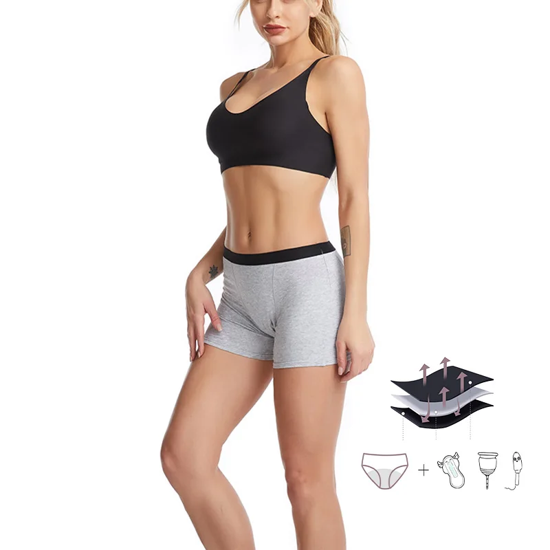 INTIFLOWER 130-B Wholesale Boyshort 4 Layer Overnight Menstrual Period Panties Absorption Boxers Underwear For Women