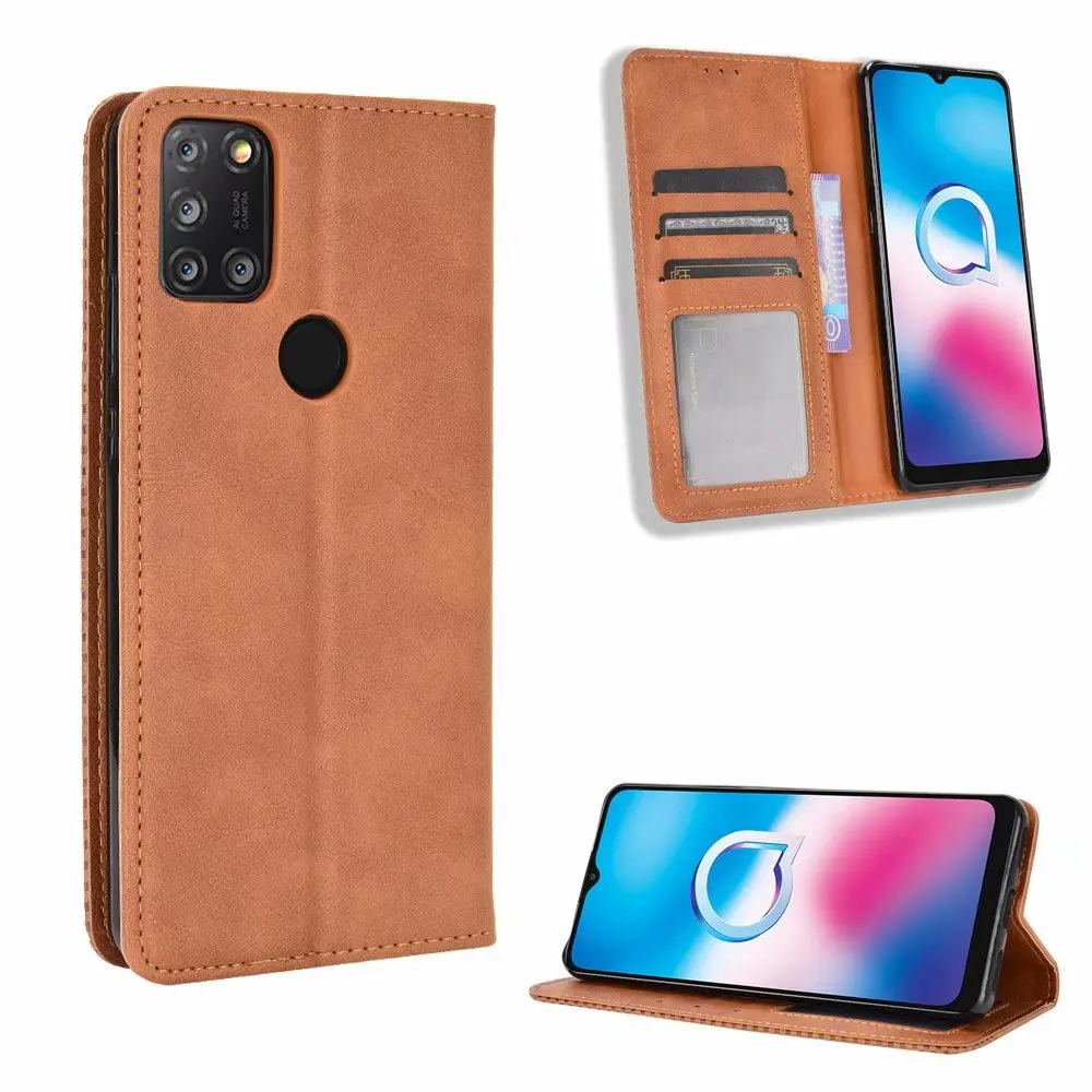 

Retro Flip Wallet Leather Case Cover For ALCATEL 3X 2020, As pictures