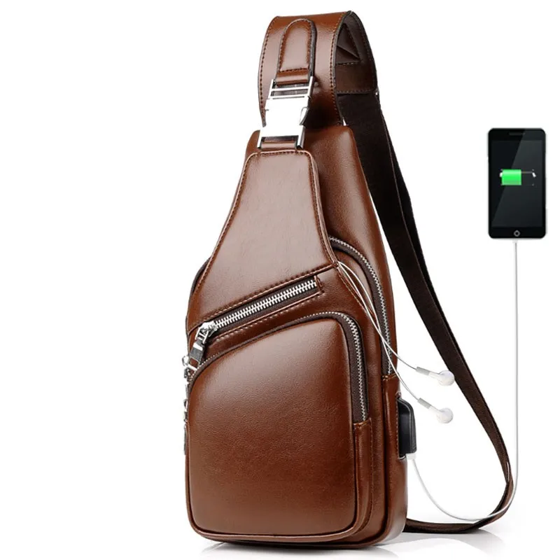 

2021 Fashion Luxury Anti-theft Cross Chest Pu Leather Belt Bag Man Chest Bag Sling Backpack For Men