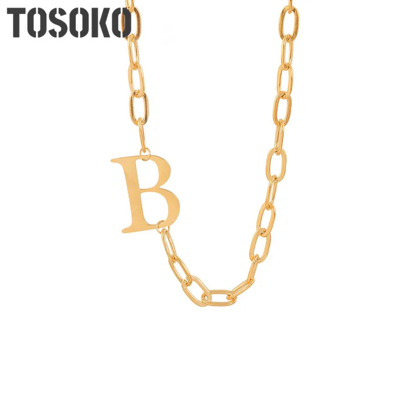 

Stainless Steel Jewelry Sweater Chain Hip Hop Gold Colour Women's Geometric Letter B Necklace Female Link Chain BSP857