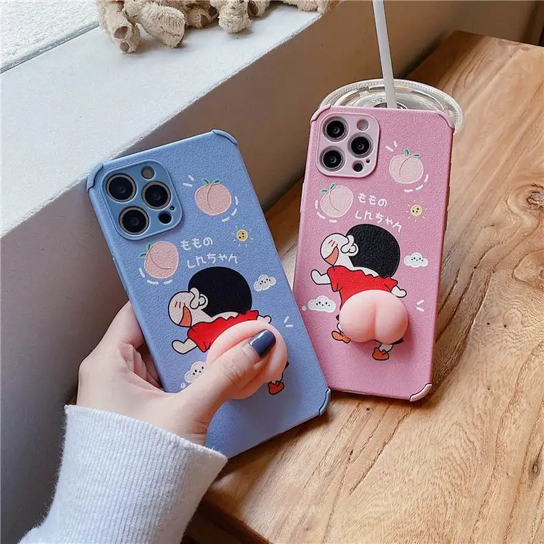 

2021 new 3D funny decompression mobile phone case suitable for Apple 12 fun squeezing music bouncing butt soft 11 back cover, 5 colors