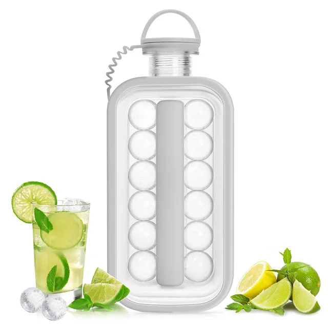 

Hot Selling Portable New Fashion 2 In 1 Kitchen Pop Ice Ball Maker Mold Round Ice Cube Tray With Lid And Bin