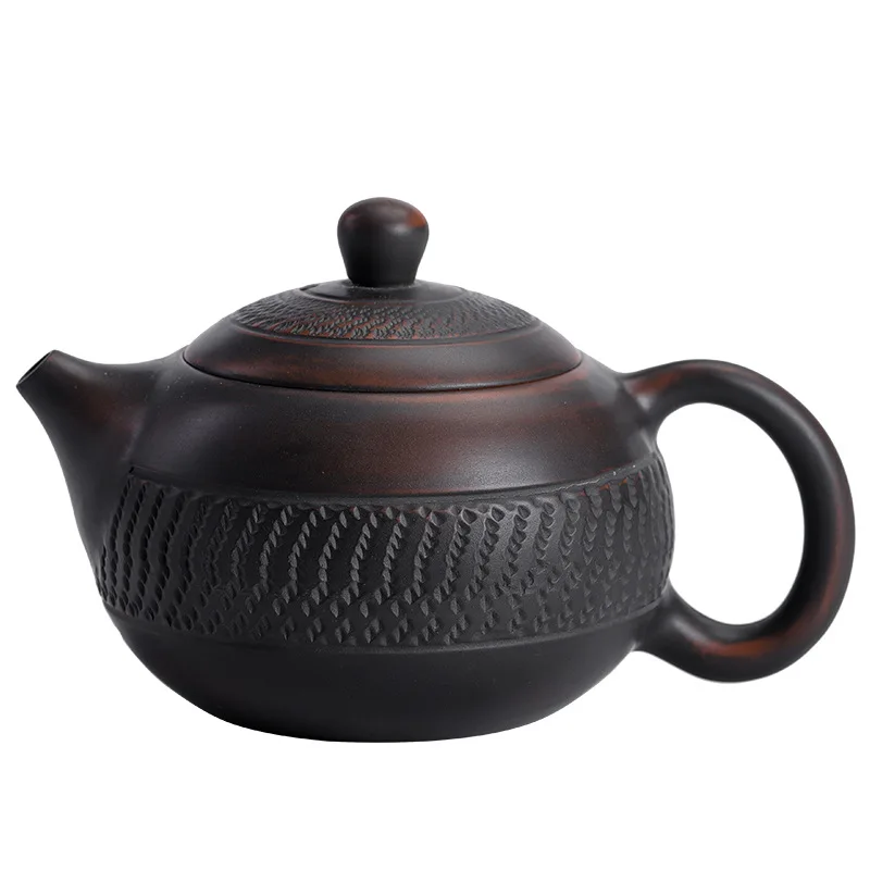 Purple Pottery Xi Shi Pot Chinese Style Handmade Jump Knife Pattern Glazed Polished Ceramic Kung Fu Teapot Tea Making Device