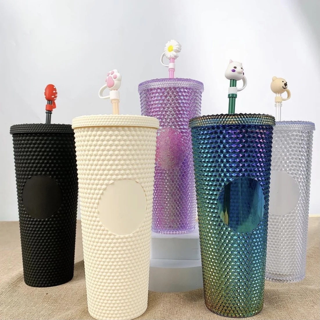 

Studded cup matte red reusable cold cups studded matte pink studded cup, Various