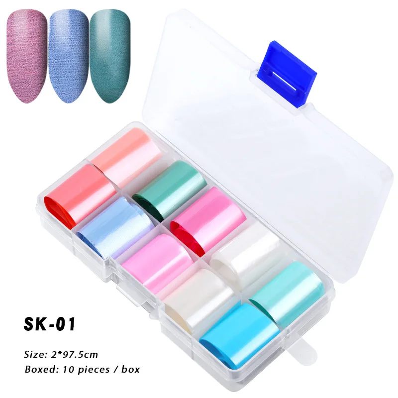 

NA060 10pcs/set 2021 nail stickers Nail Foil Laser Design Boxed 17 Style Sky Star 100*2.4cm DIY nail art decals
