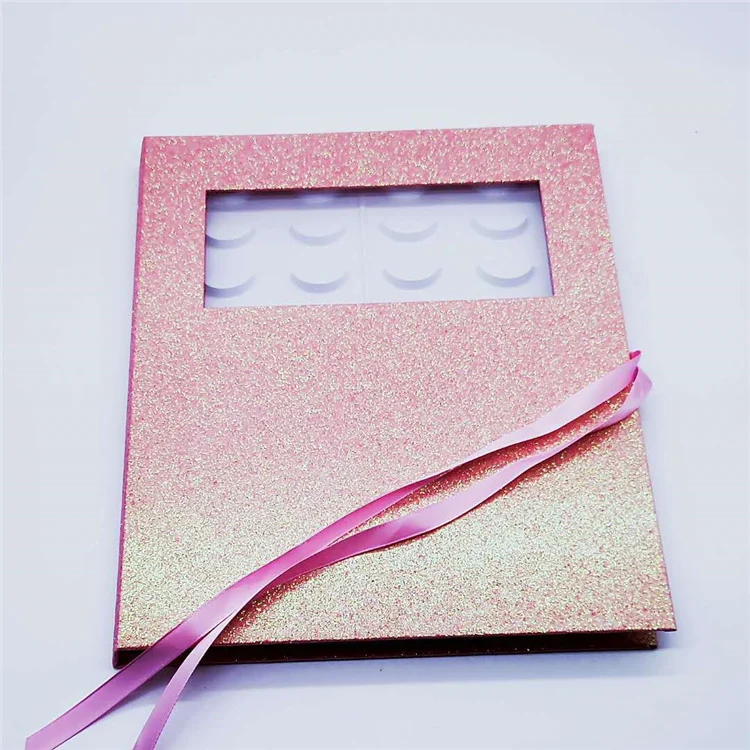 

wholesale pink glitter empty 16 pair eyelash package book eye lash box, Like pic or customized