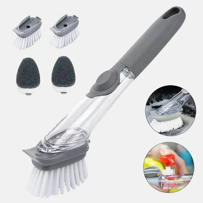 

Dropshipping Kitchen Tools Scrubbing Cleaning Pots Dishwashing Dish Palm Soap Dispenser Brush