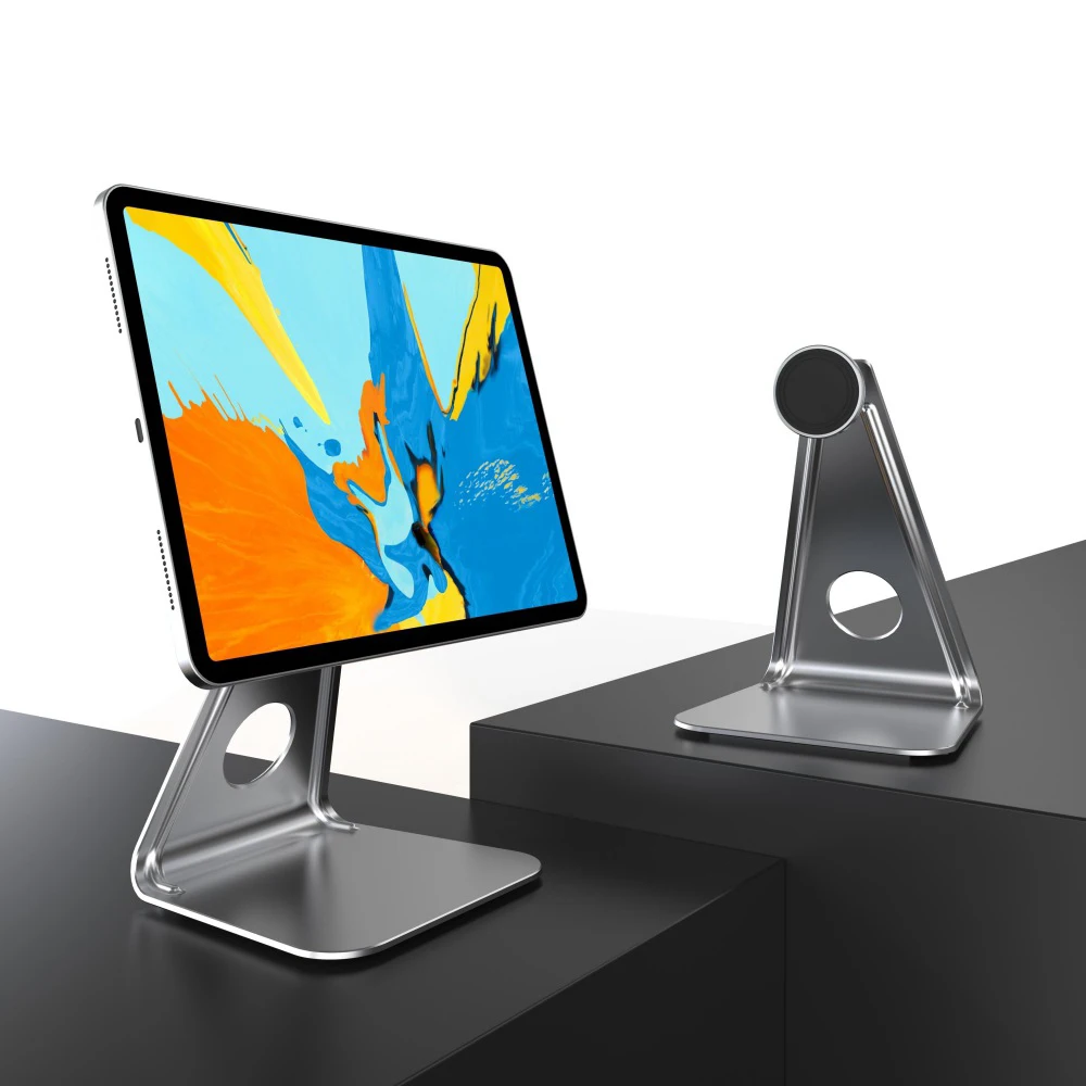 

New aluminum alloy L-shaped metal tablet computer magnetic stand Holder Smartphone Holder Phone Mount, Silver