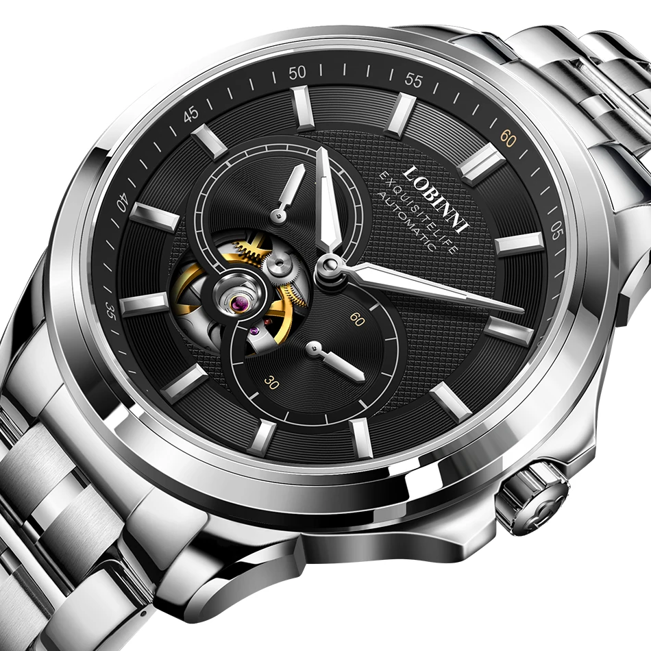 

Oem Wrist Watch for Men LOBINNI Automatic Movement Stainless Steel Mechanical Watches, 4 colors