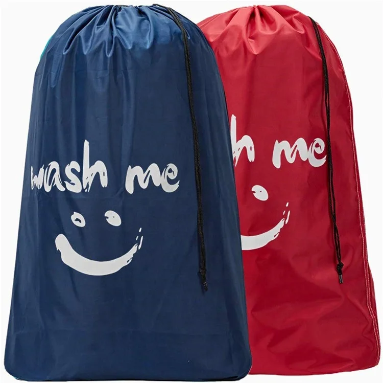 

Wash Me Travel Laundry Bag,Rip-Stop Nylon Heavy Duty Dirty Clothes Bag with Drawstring, Machine Washable, Anti-Odor, Red, blue