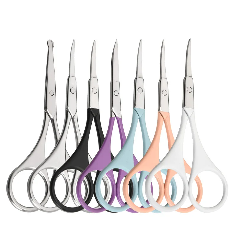 

In Stock Beauty Care Tool Scissors Nose Facial Beauty Scissors Comfortable Eyebrow Scissors, Silver