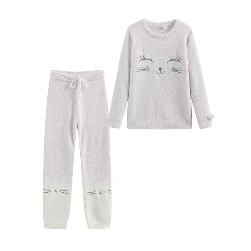 

Japanese soft women pajama ladies thickened half velvet lovely can wear outside the cute home clothing Kitty sweet suit