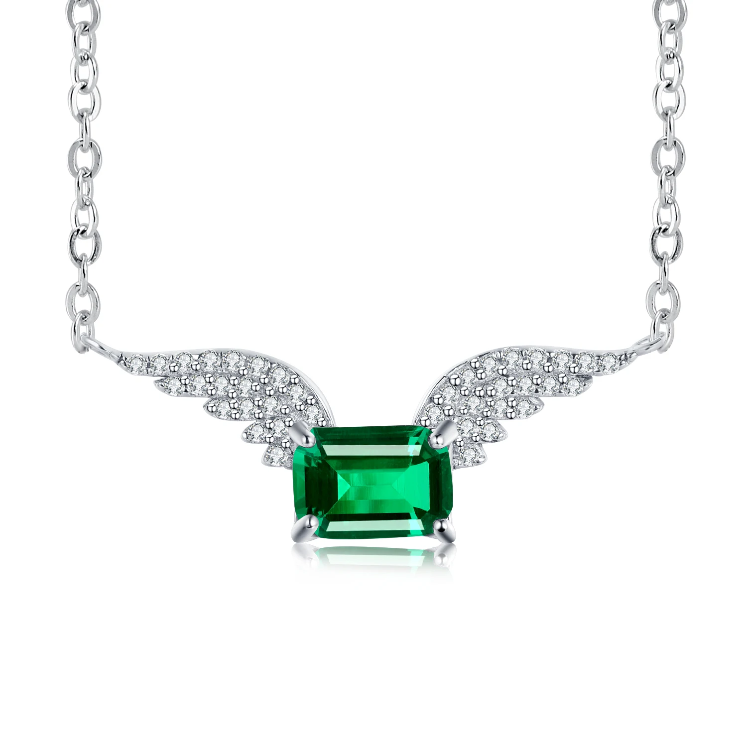 

2021 Style Classic Lab Emerald Diamond Necklace For Women Gift, Green