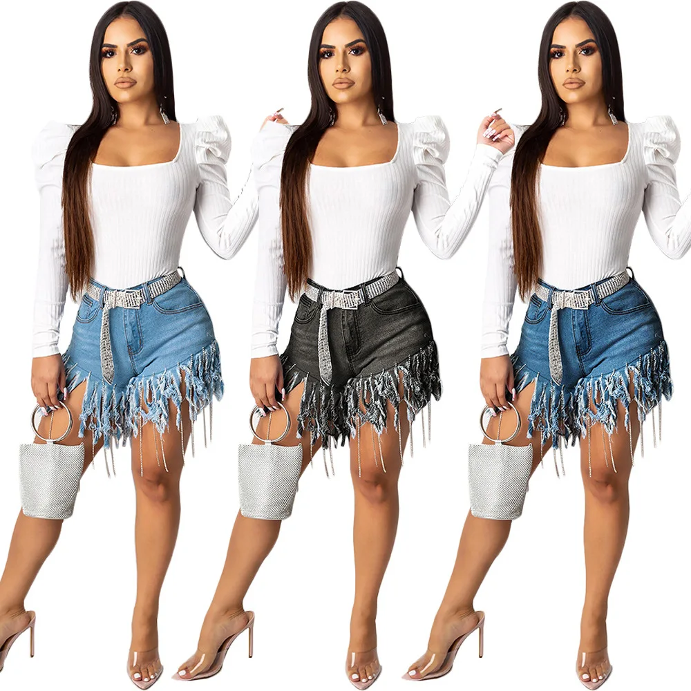 

Fashion Irregular Tassel Denim Pants Casual Urban Ripped Jeans Short Pants Female Outfit Shorts women sexy ripped short jeans