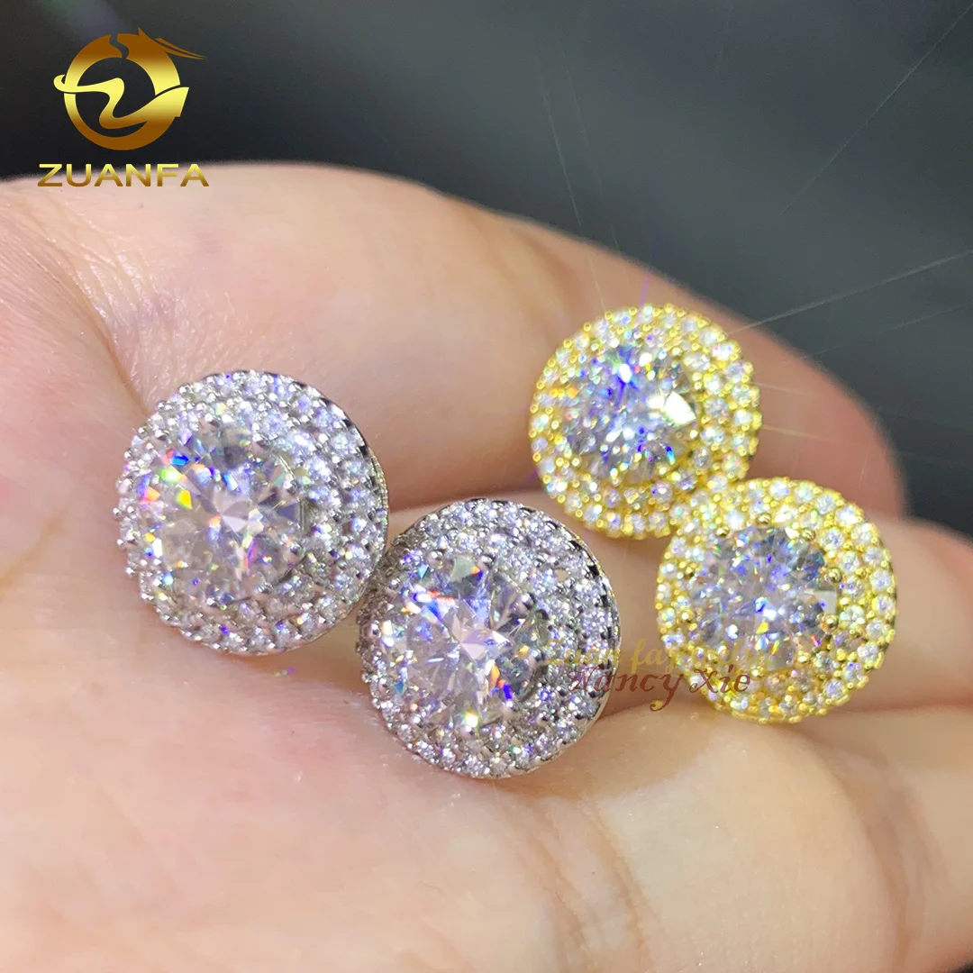 

Pass Diamond Tester moissanite Hip Hop Jewelry 925 Silver VVS Moissanite Diamond Trendy Stud Earrings