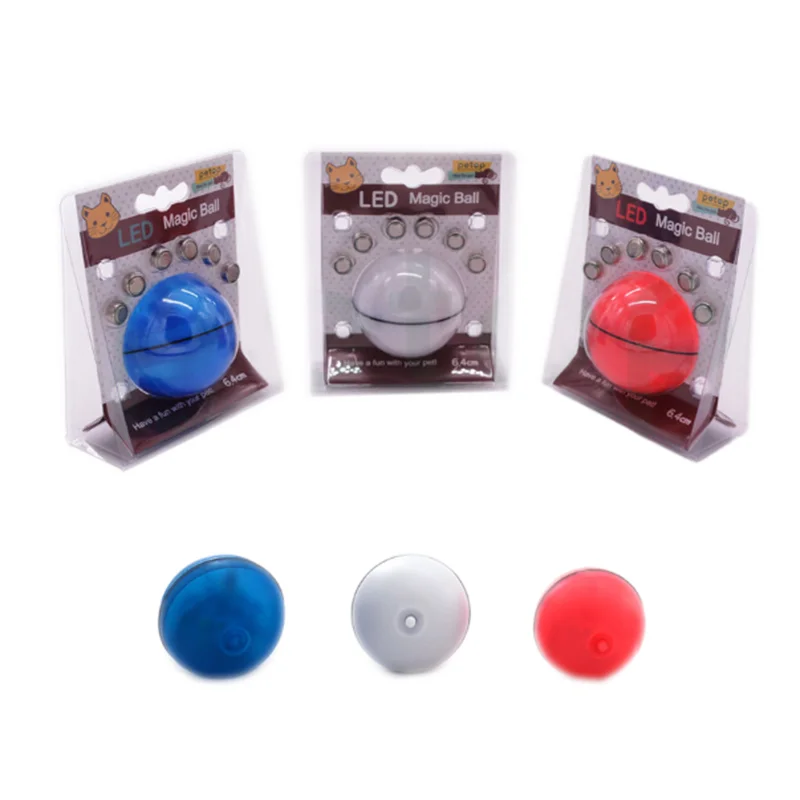 

Low price automatic cat toy LED ball cat self rolling Interactive ball toy for cat, Blue/white/red