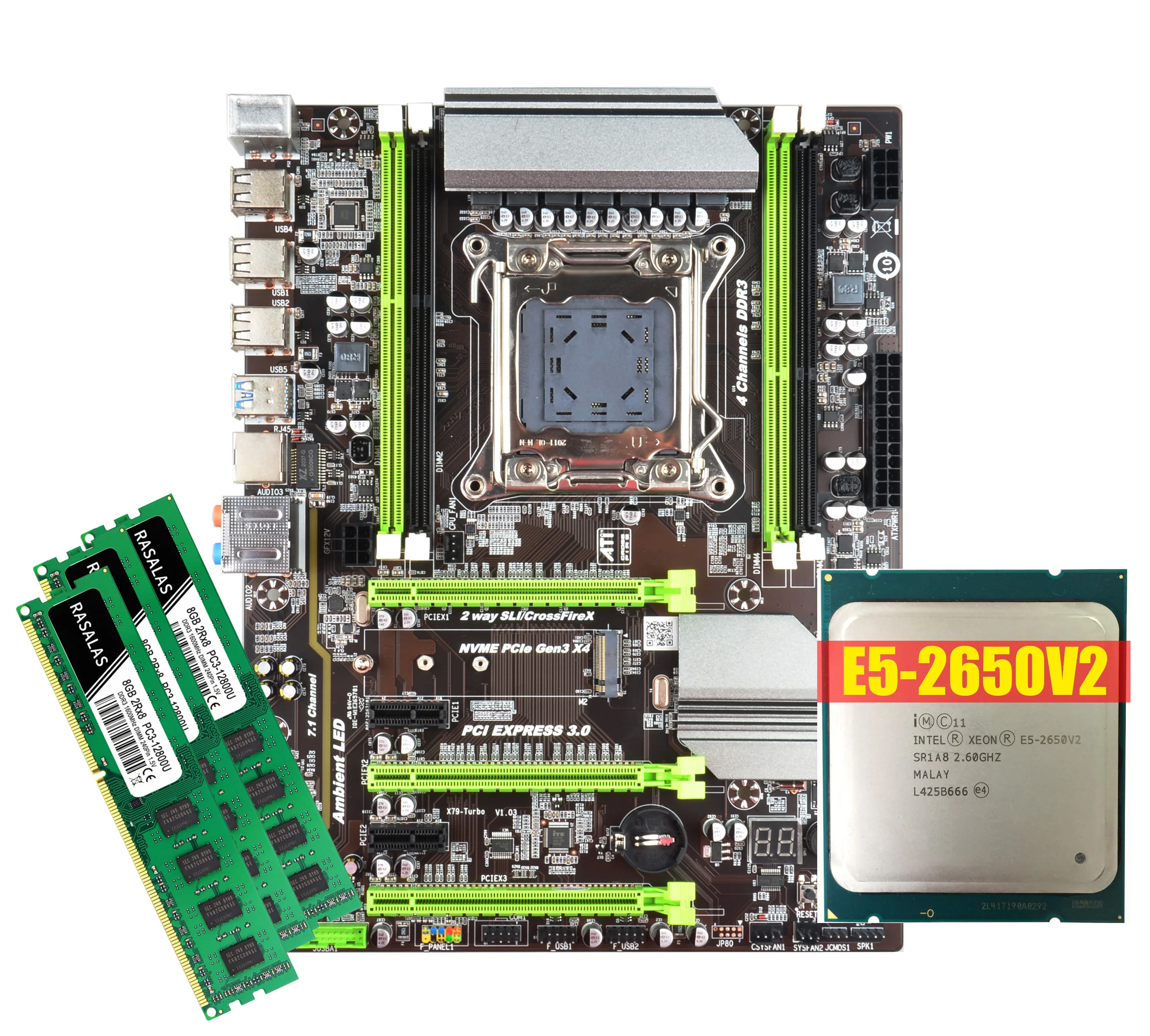 

X79 motherboard kit with LGA2011, Combos Xeon E5 2650 V2 CPU, 16GB memory server RAM