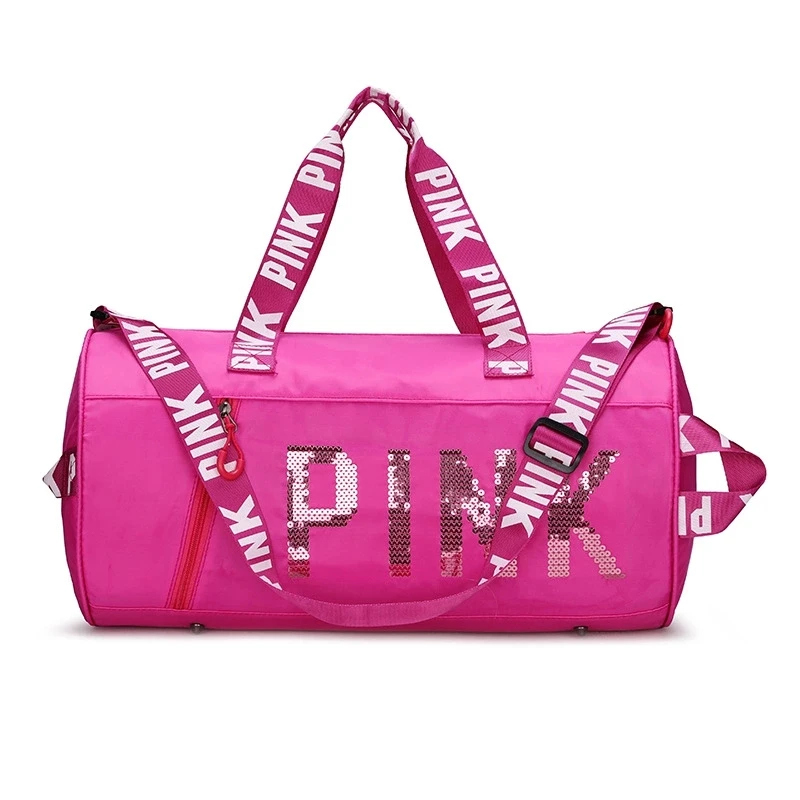 

Wholesale custom logo print sport bags waterproof pink gym bag for women